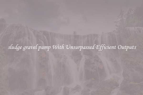 sludge gravel pump With Unsurpassed Efficient Outputs