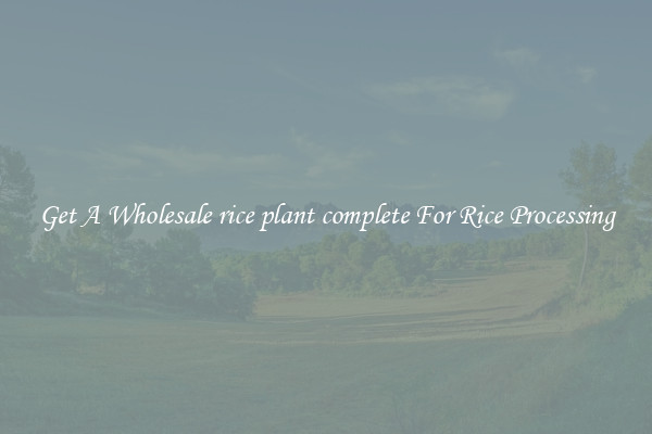 Get A Wholesale rice plant complete For Rice Processing